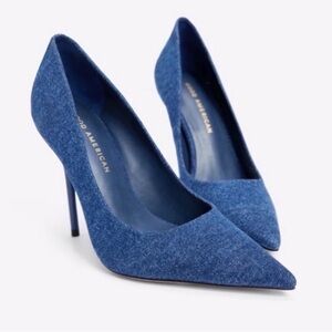 GOOD AMERICAN NWT Emma Blue Denim Stiletto Heels 11